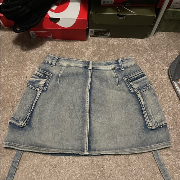 Denim Mini Skirt with Pockets - Picture 3 of 3